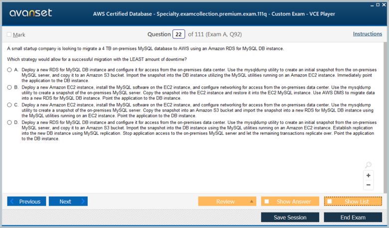 AWS Certified Database - Specialty Premium VCE Screenshot #2